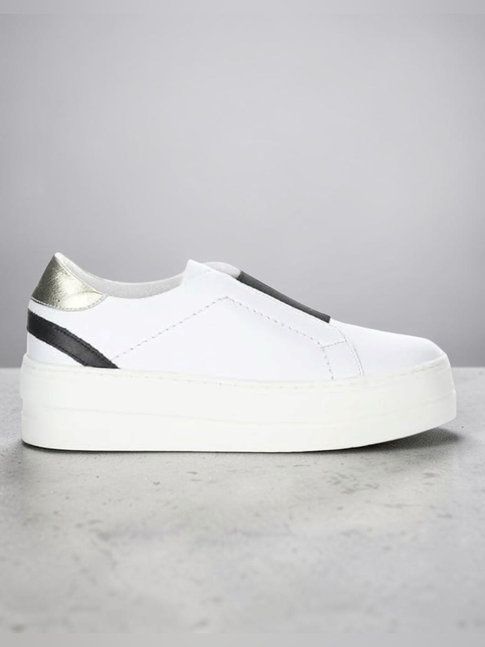 Bos. & Co. White Slip-On Platform Sneakers with Metallic Heel